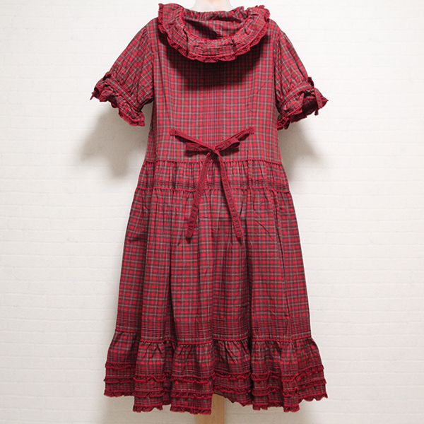 赤系フード付きタータンチェックワンピース - ピンクハウス通販