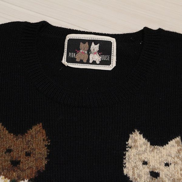 黒スコッチテリア編み込みセーター - ピンクハウス通販｜リサイクル