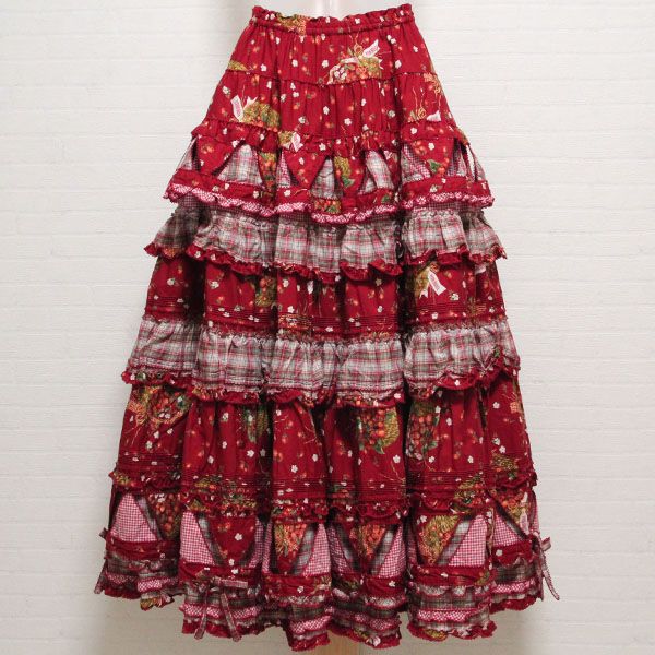 赤ロイヤルクイーンベリーパッチワークスカート - ピンクハウス通販