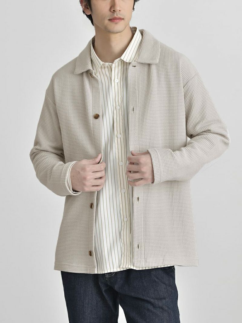 デート・婚活】ワッフルジャケット×テーパードパンツで女子ウケ