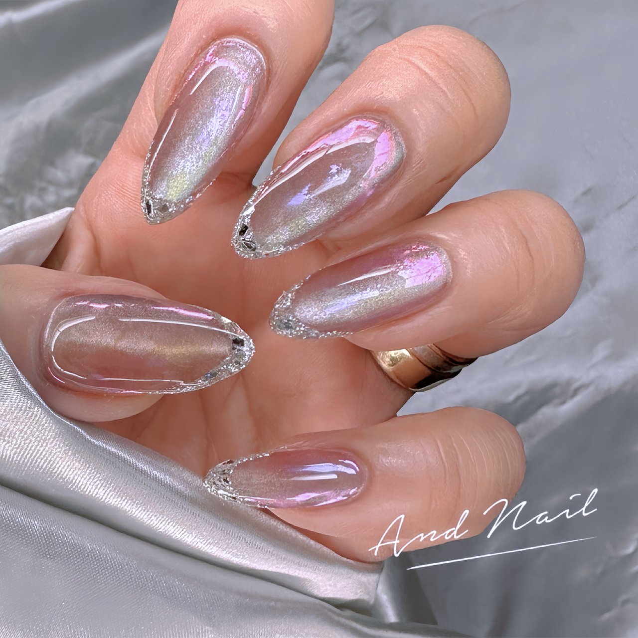 ネイルチップニュアンスマグネットマーメイド幻想ぷっくりオーロラ934