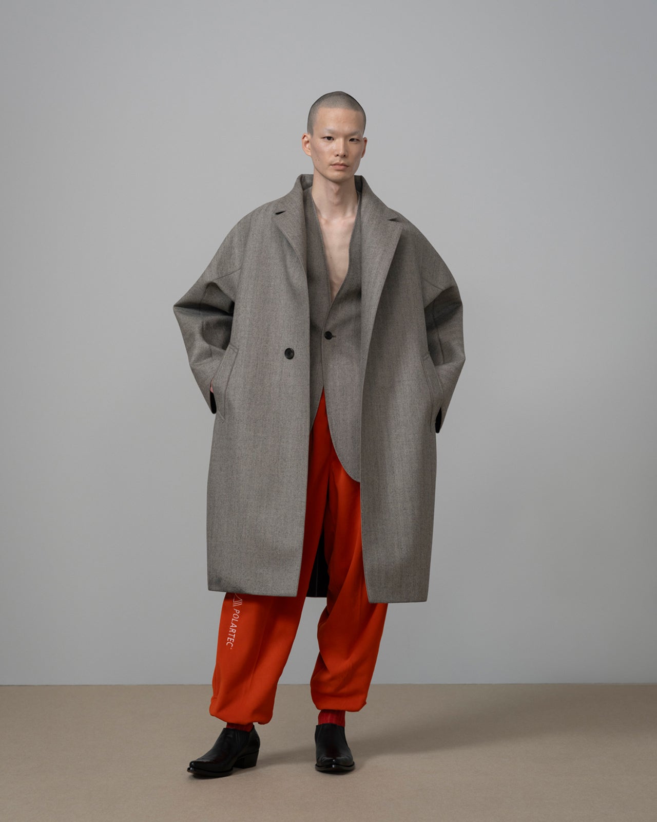 RAINMAKER レインメーカー ノーカラー ロングジャケット メンズ NO