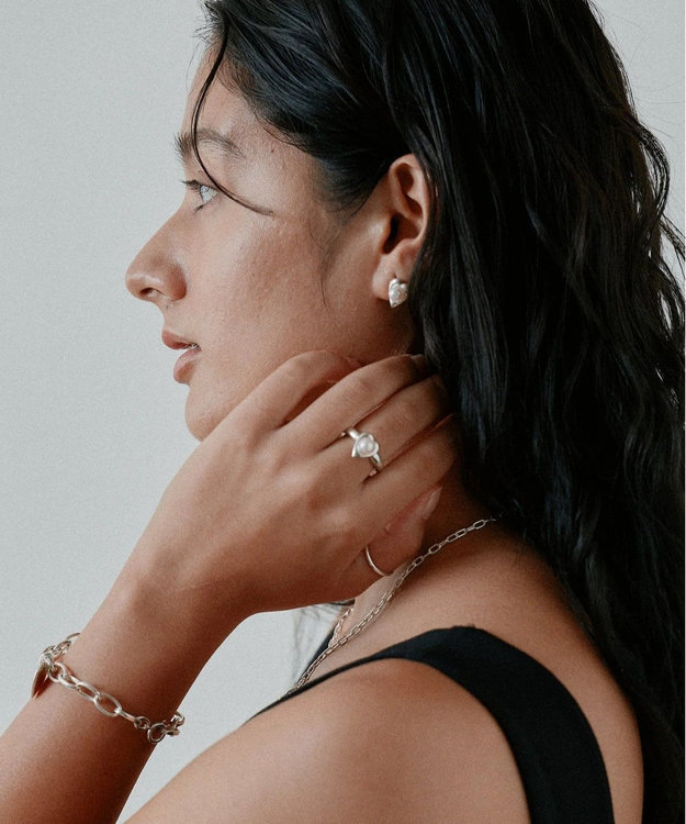 シルバー925 ハートピンクアコヤパールピアス / yoaa | ファッション