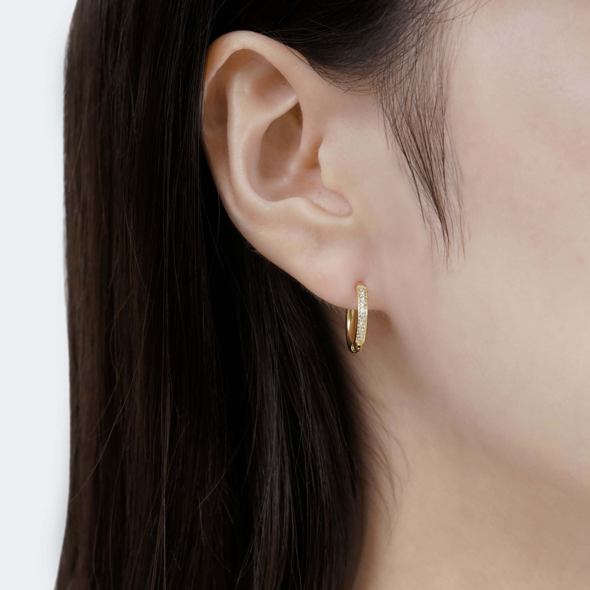 Cz small hoop pierce gold｜cross Jewellia｜金アレ対応・ユニ