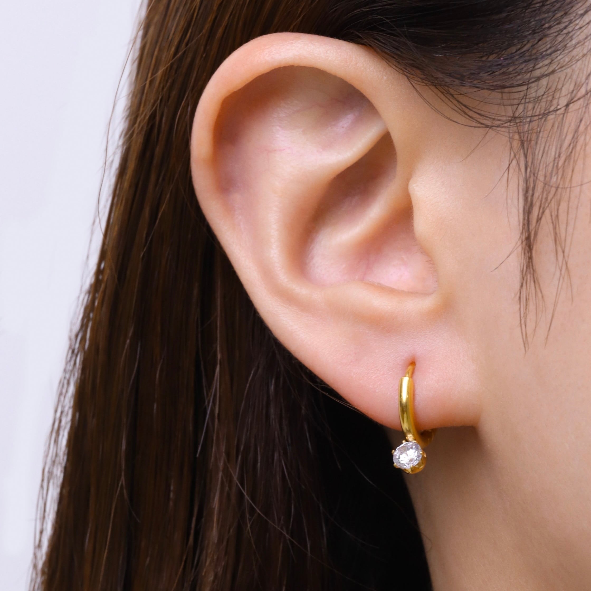 Cz small hoop pierce gold｜cross Jewellia｜金アレ対応・ユニ