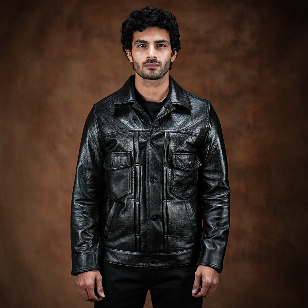 Trucker Type 2 Leather Jacket (Raven Black) – Craft & Glory