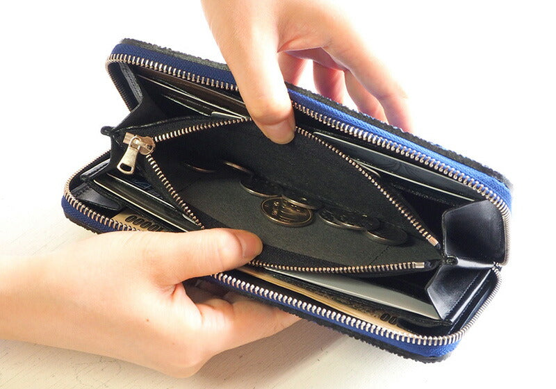 ZOO(ズー) 財布 長財布 象の鼻の革 ラウンドファスナー ロイヤルブルー