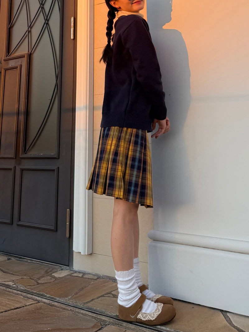 イエローチェックプリーツミニスカート DPA43545 – CRAMMY