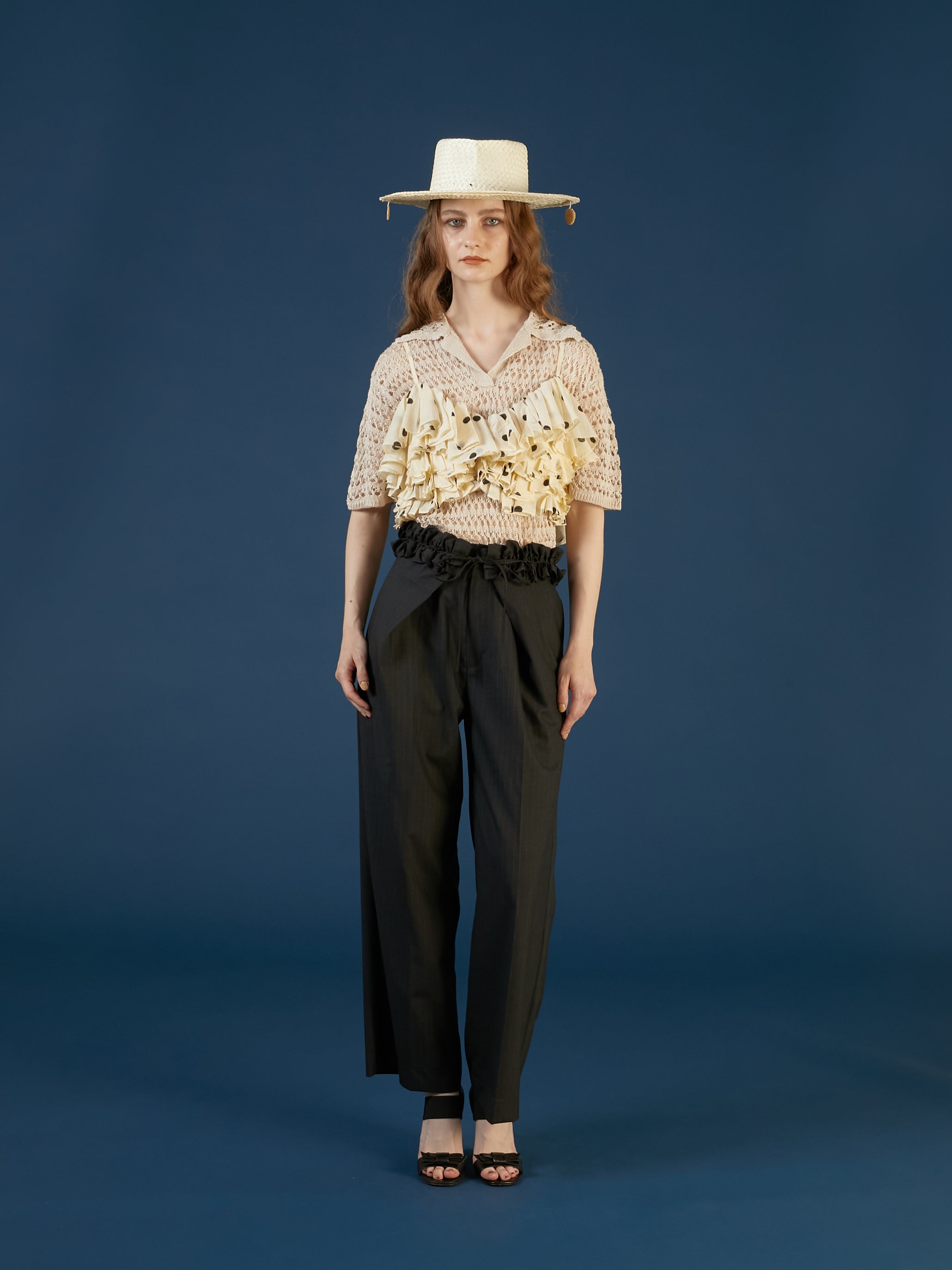 dot frill cami | IVORY