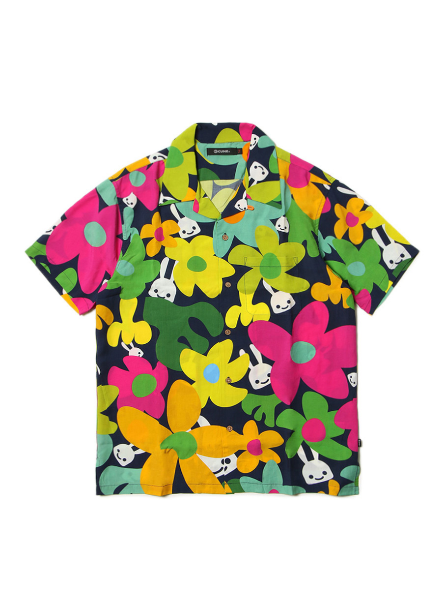 花柄のアロハシャツ｜ウサギがいる｜CUNE ONLINE STORE