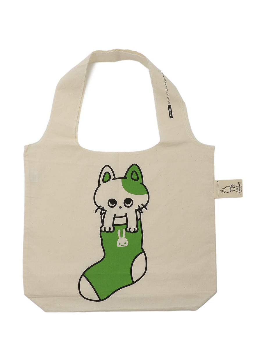 プリントショッピングバッグ 21S1 靴下におさまるねこ｜ウサギがいる