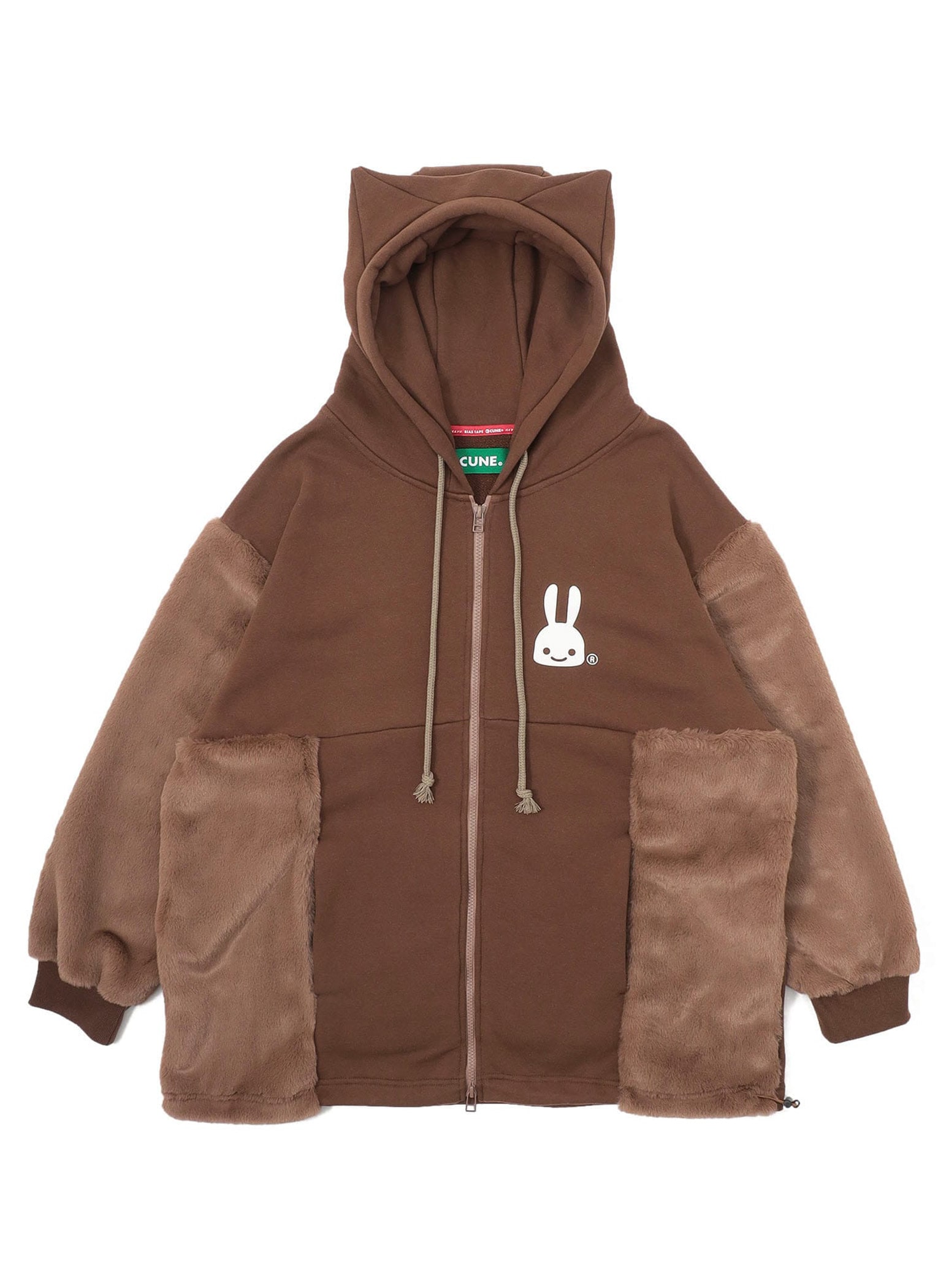 袖ファー耳付きジップパーカー｜ウサギがいる｜CUNE ONLINE STORE