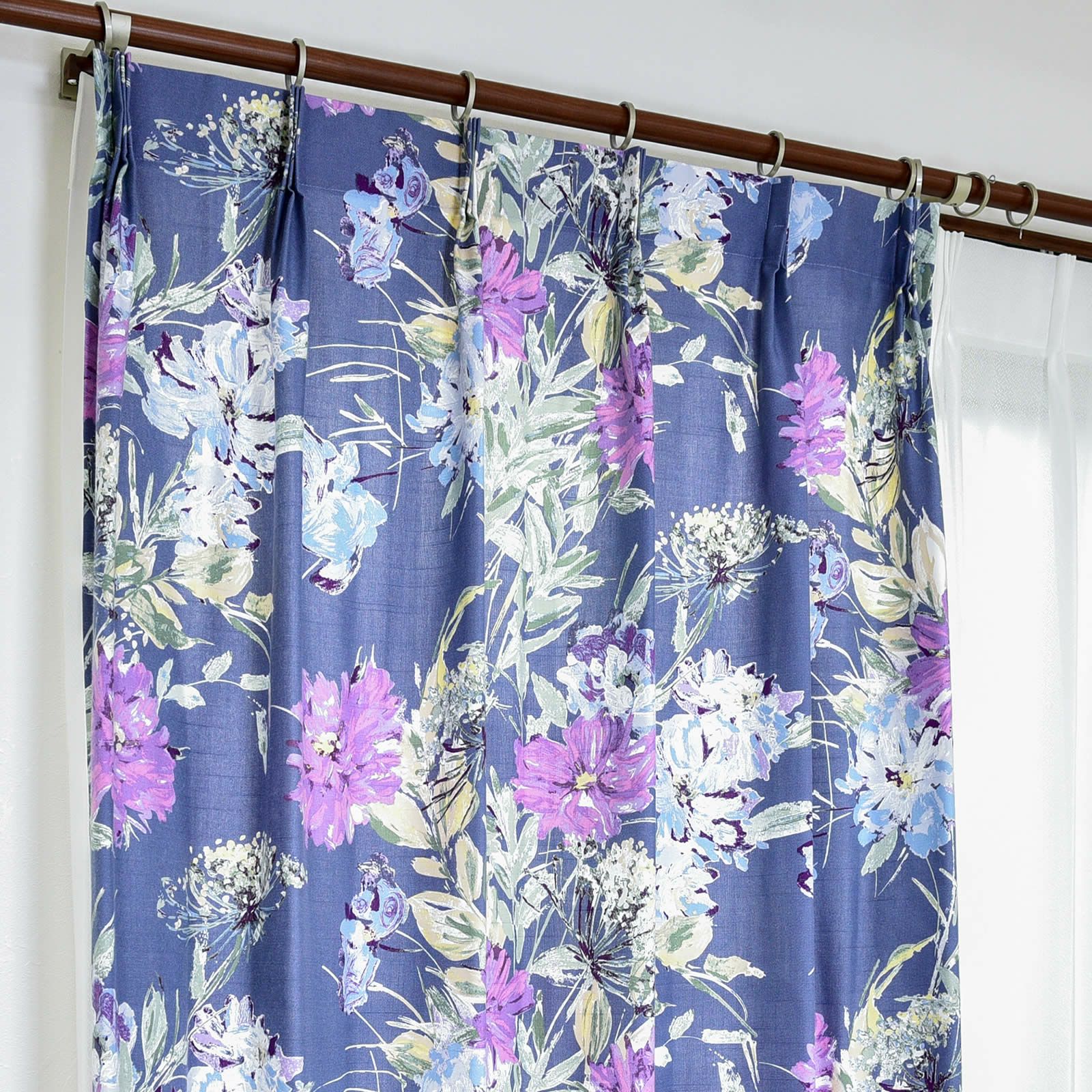 ローラアシュレイ 洗える 防炎 花柄 ドレープ カーテン 0000001013