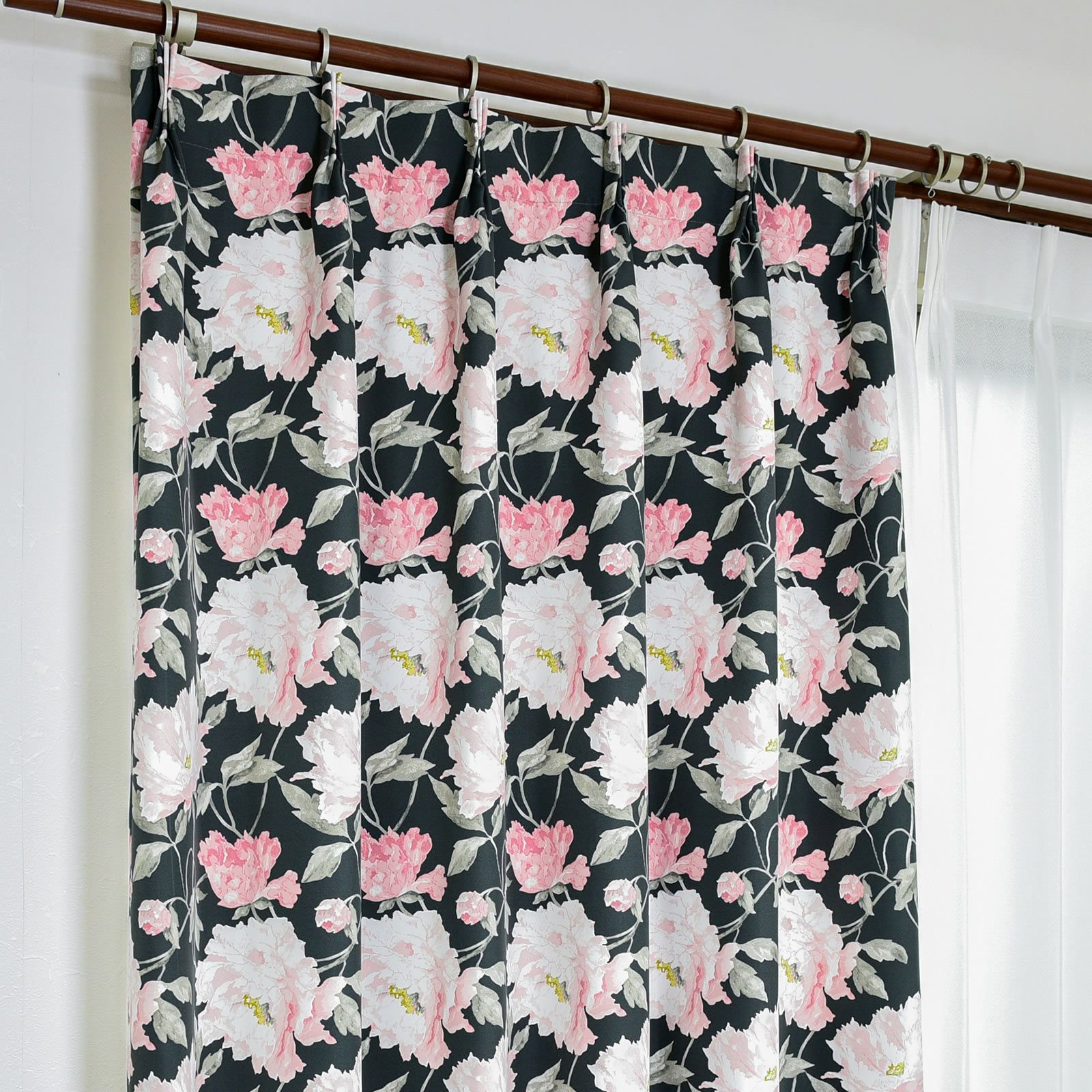 ローラアシュレイ 遮光 洗える 防炎 花柄 ドレープ カーテン