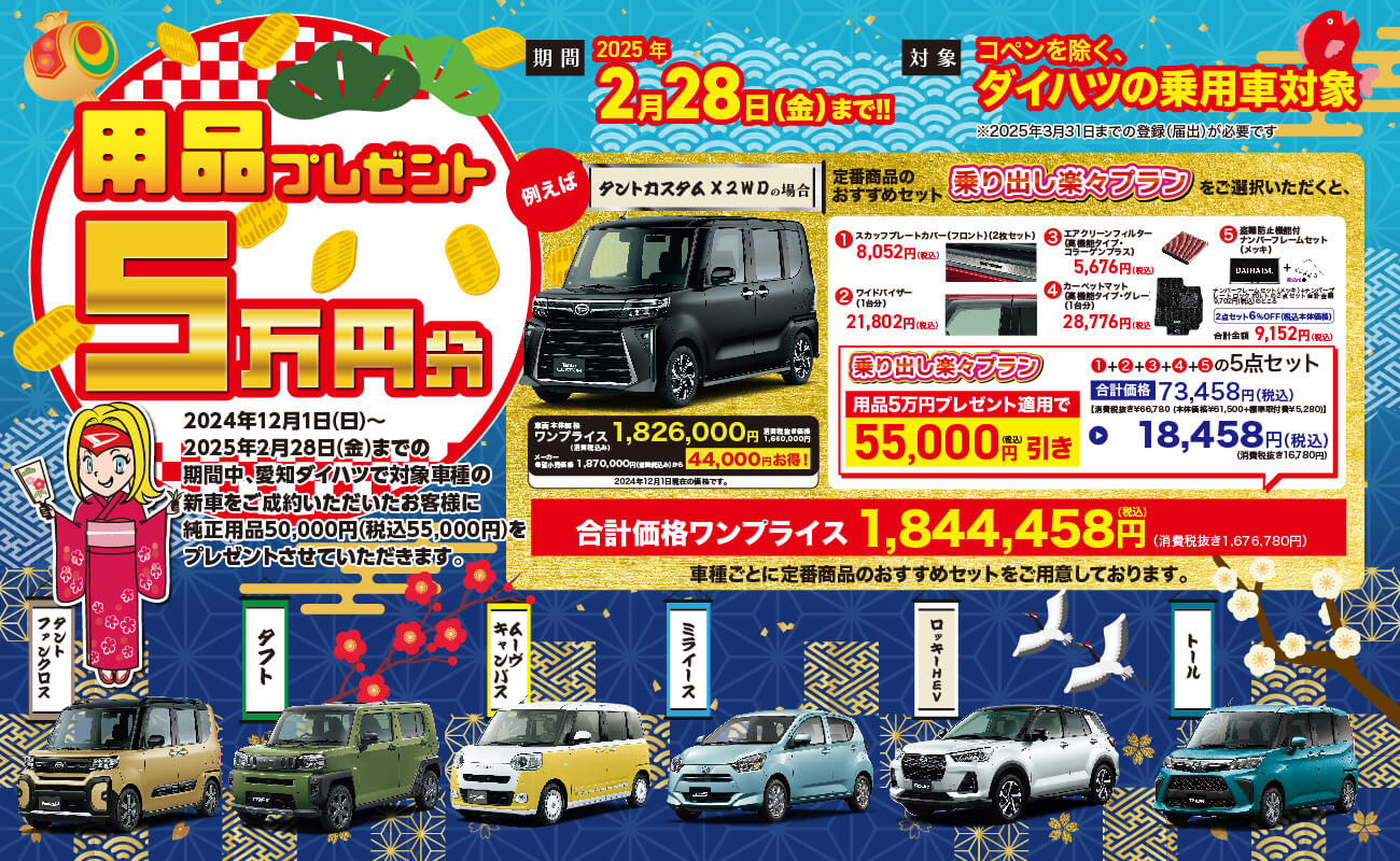終了致しました】新車購入時 用品5万円プレゼント! – ダイハツ248