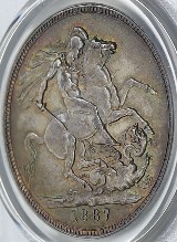 1887年 イギリス ヴィクトリア女王 ジュビリーヘッド 1クラウン銀貨 S