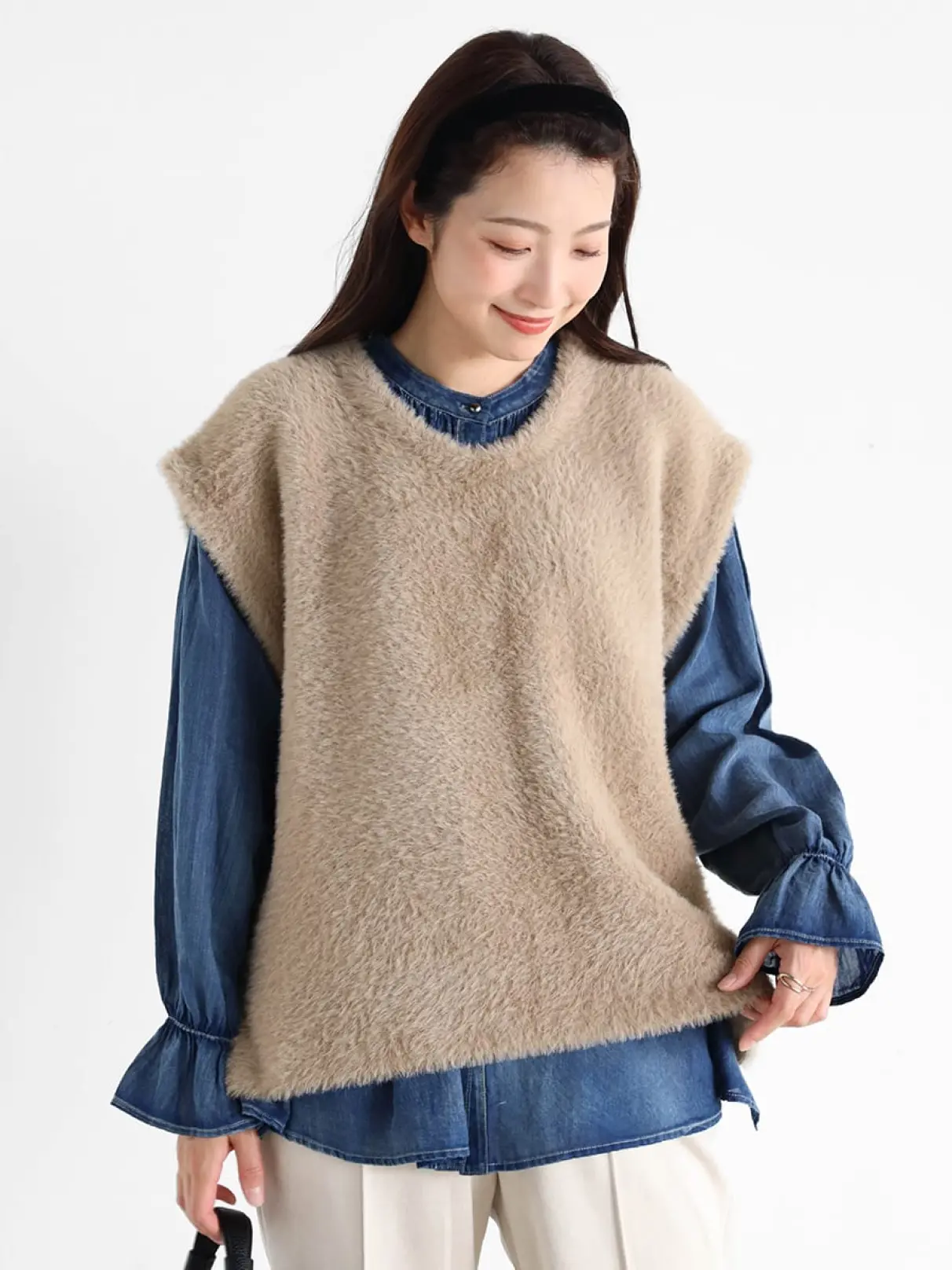 バックボタンVネックシャギーニットベスト - Vin - Vin｜YAMADAYA STORE