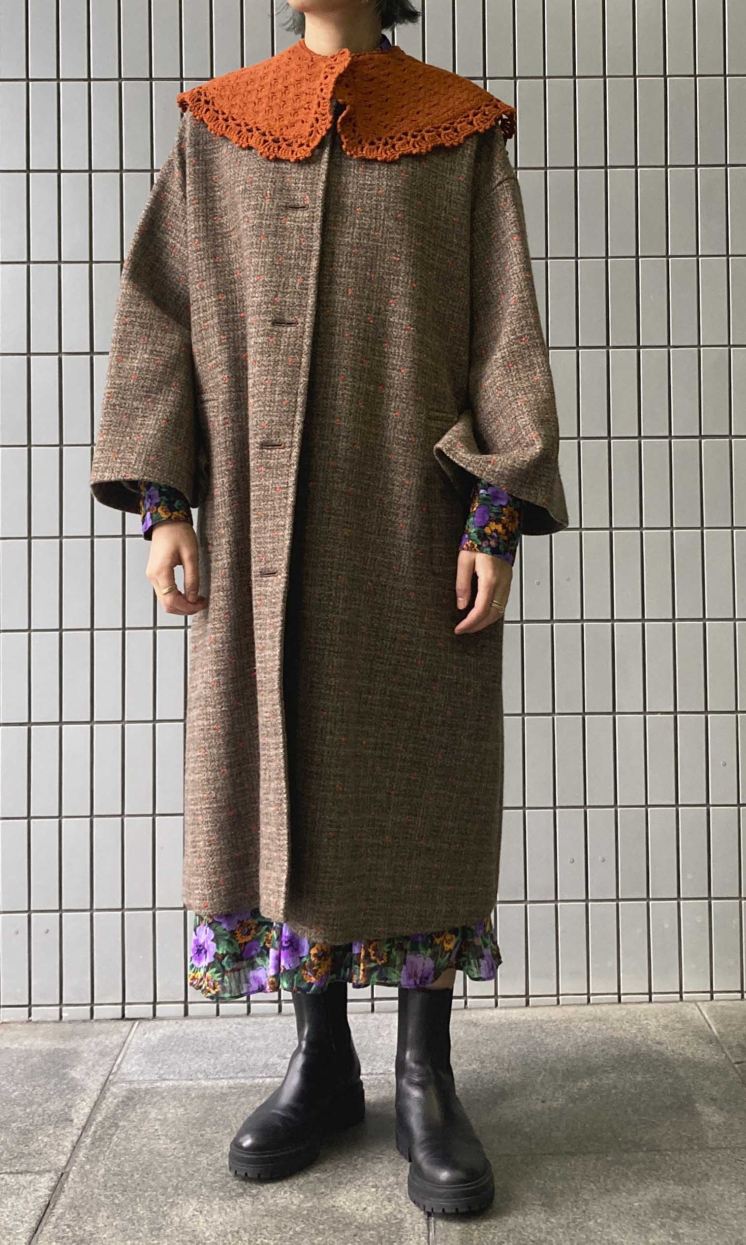 MUVEIL｜ニットカラー付ドット刺繍コート