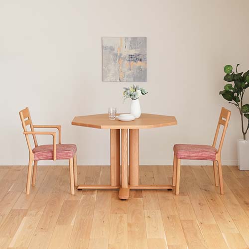 飛騨家具 shirakawa シラカワ ネオテーブル 八角形 1本脚 国産家具