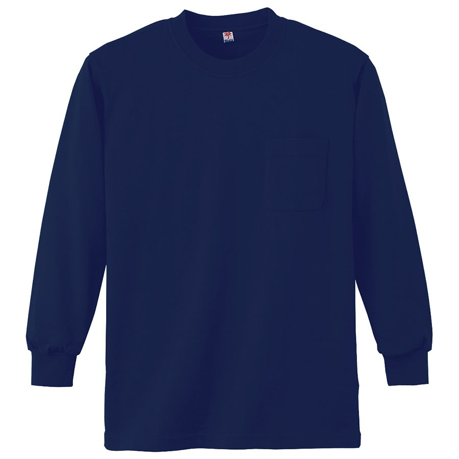 長袖Tシャツ （胸ポケット付） K4022 1 ネービー| 作業服・作業