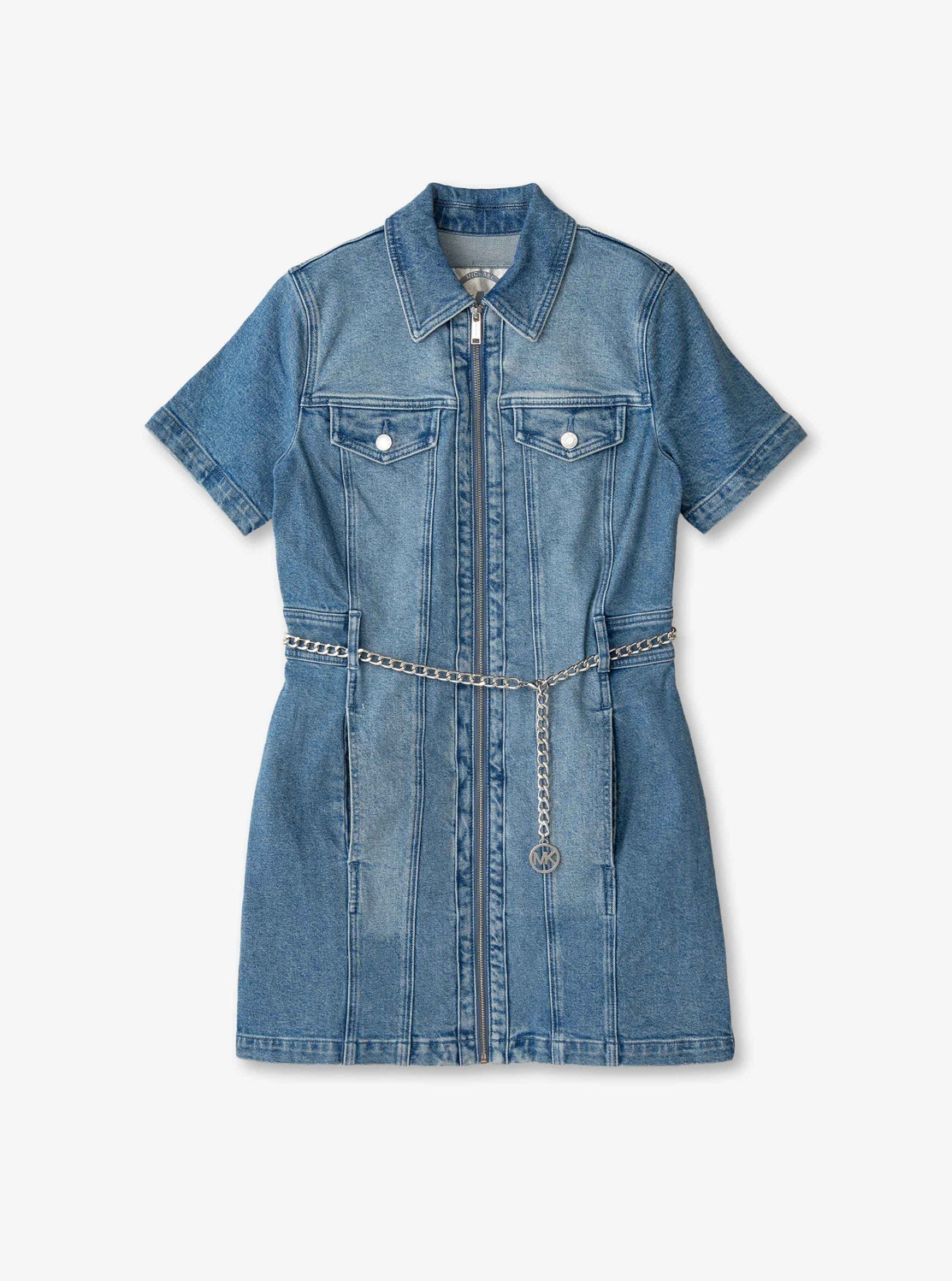 公式アウトレット】フロント ジップ デニム ミニ ドレス - ワンピース