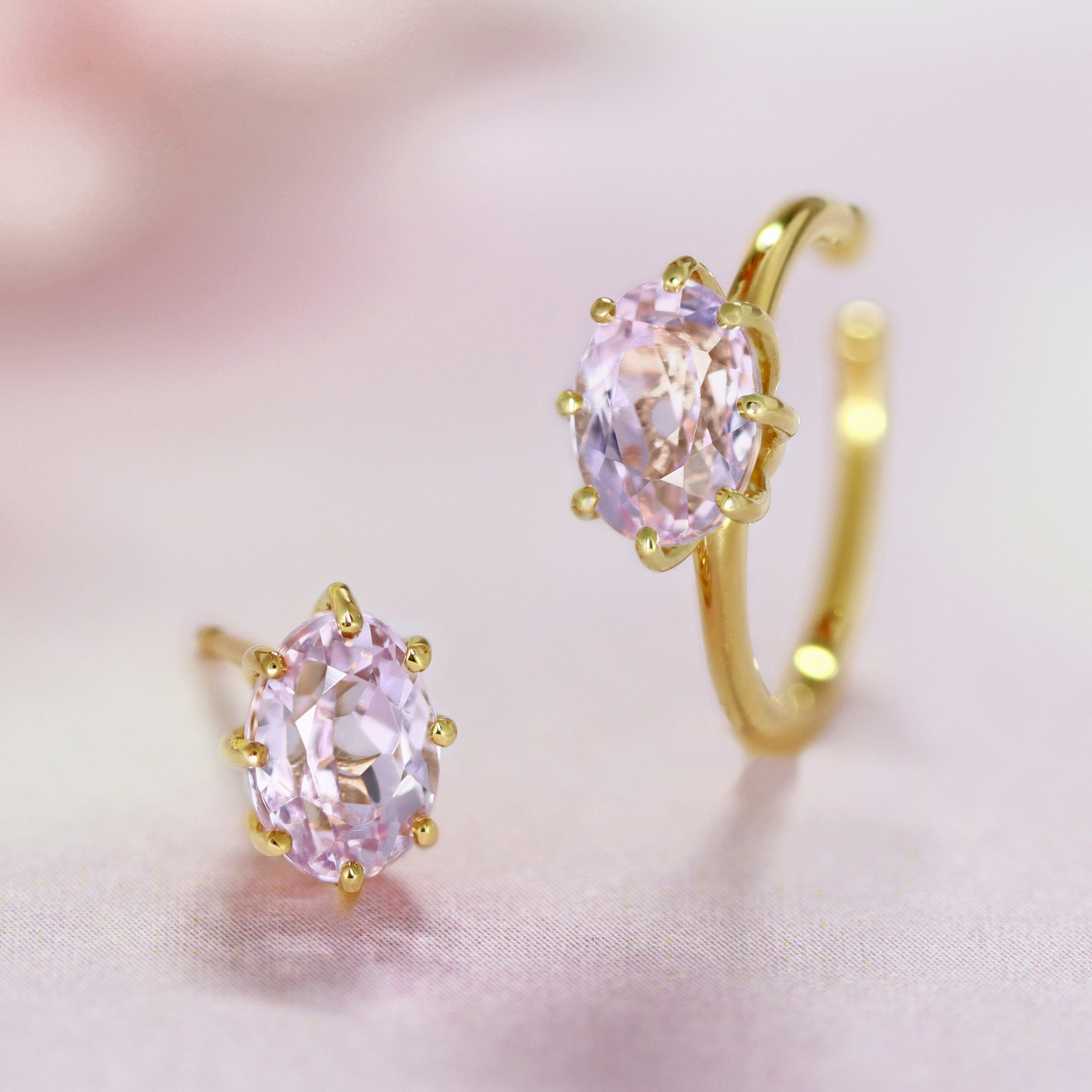 クンツァイト K18/K10/PTイヤーカフ(片耳)・セパージュ