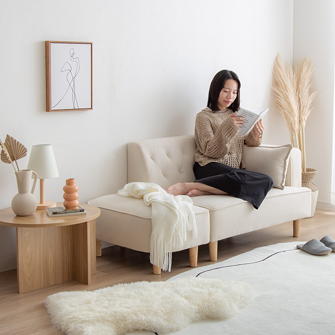 g118018]【幅135cm】Emilia オットマン付き2人掛けソファ 2人掛け