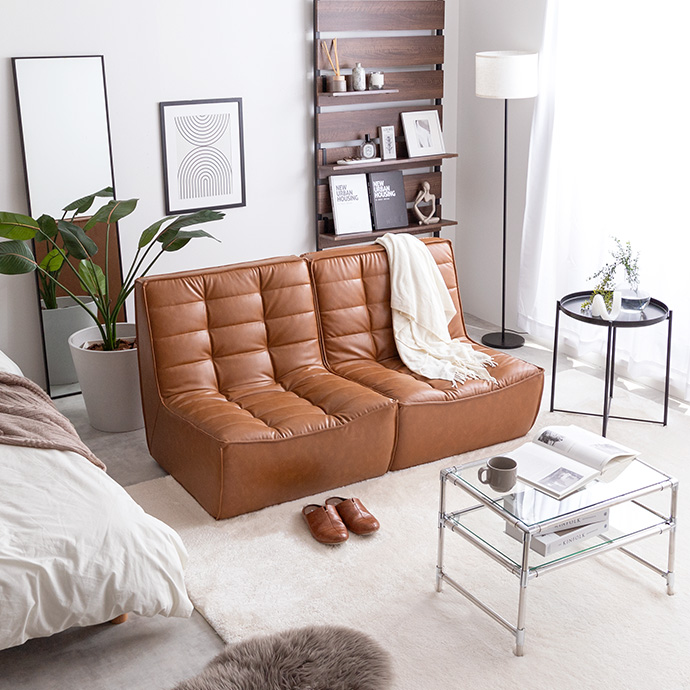 g118034]【2点セット】Hank PVCレザーソファ 2人掛けソファー | 家具