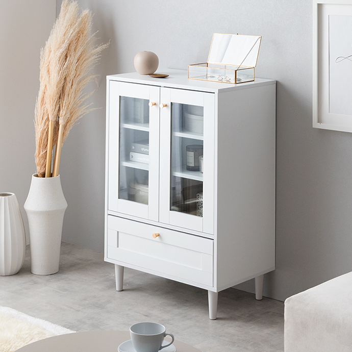 g138009]【幅60cm】Calan ガラスキャビネット キャビネット・チェスト