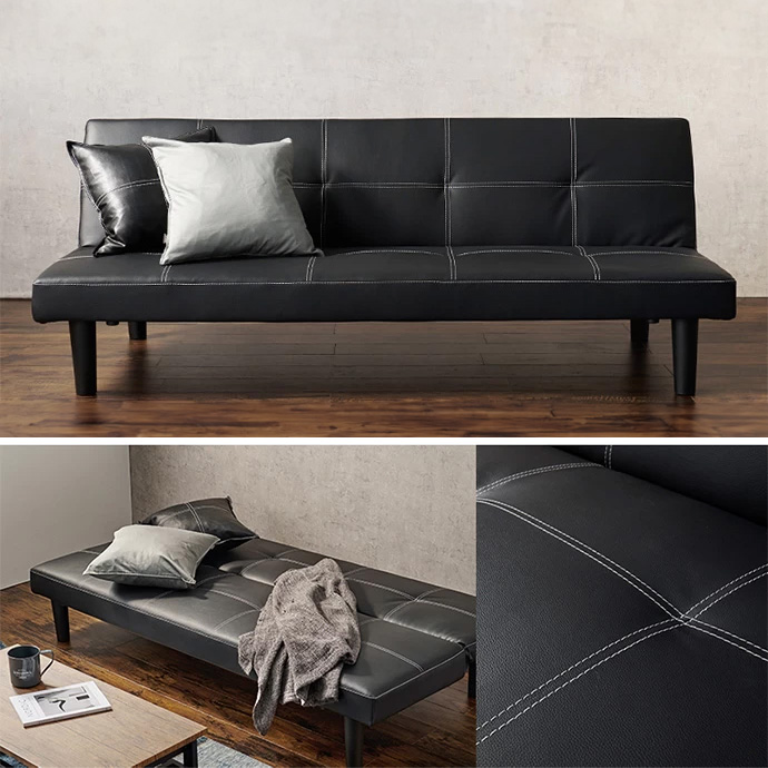 g78218]【幅178cm】Darney 3段階リクライニングソファーベッド