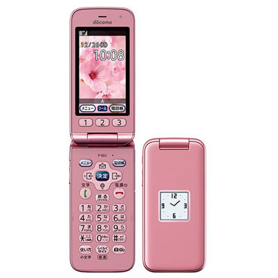 docomo F-02J ピンク 携帯電話 本体 中古 ドコモ らくらくホン F-02J