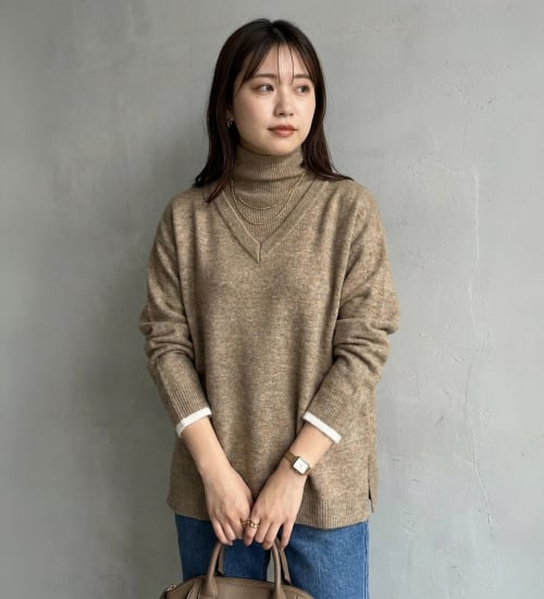 売り尽くしSALE】タートルモヘアニット フェイクレイヤード