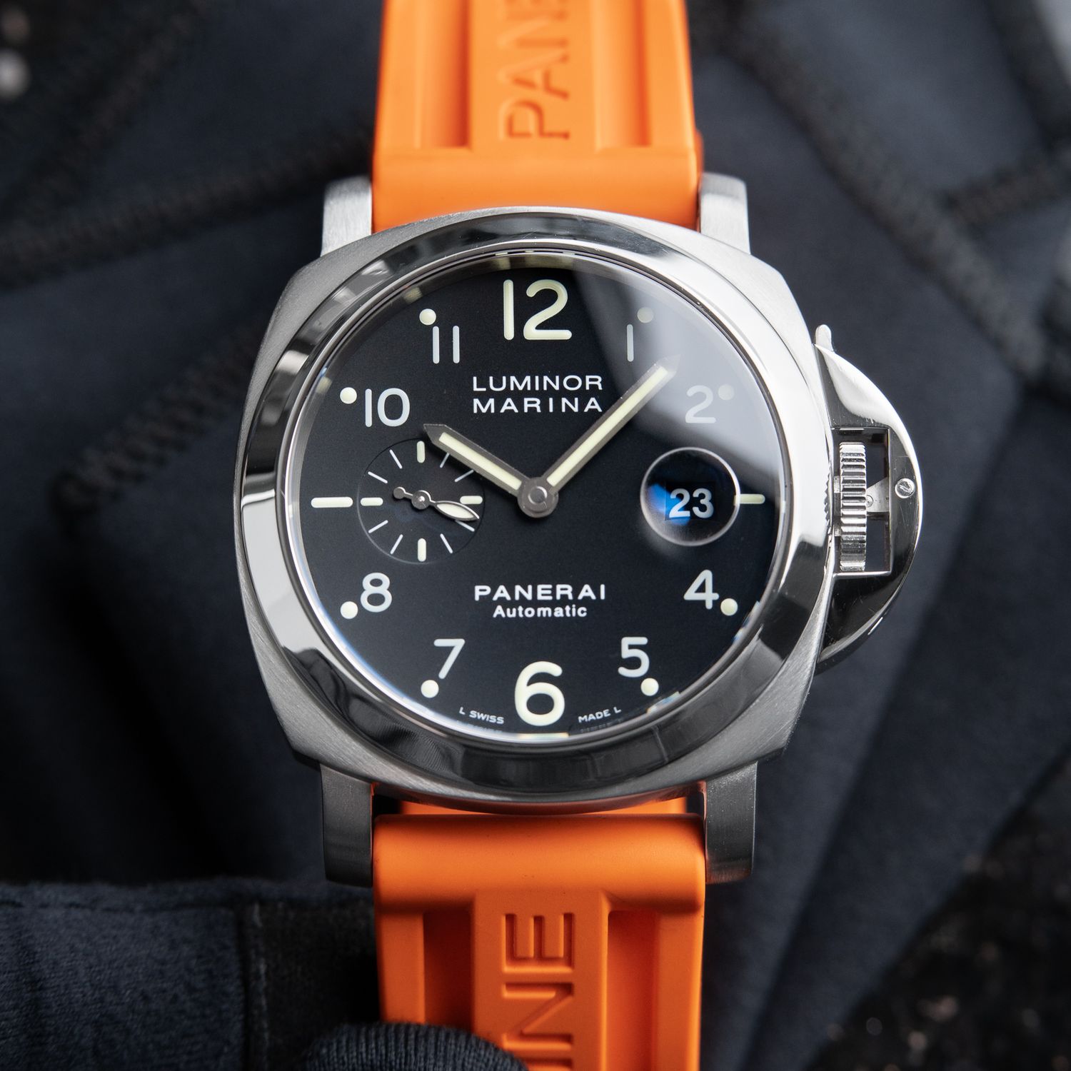 Panerai Luminor Marina Date Steel Rubber Black Dial Automatic 44mm