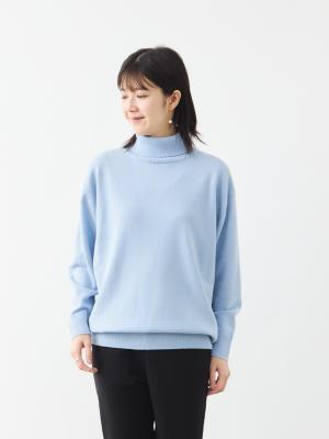 定価9.8万】ebure カシミヤ100% リブタートルネックニット ネイビー