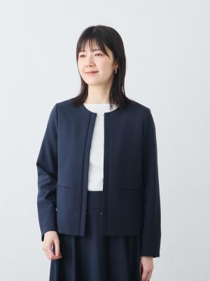ノーカラージャケット/Washable/セットアップ可能/ネイビー