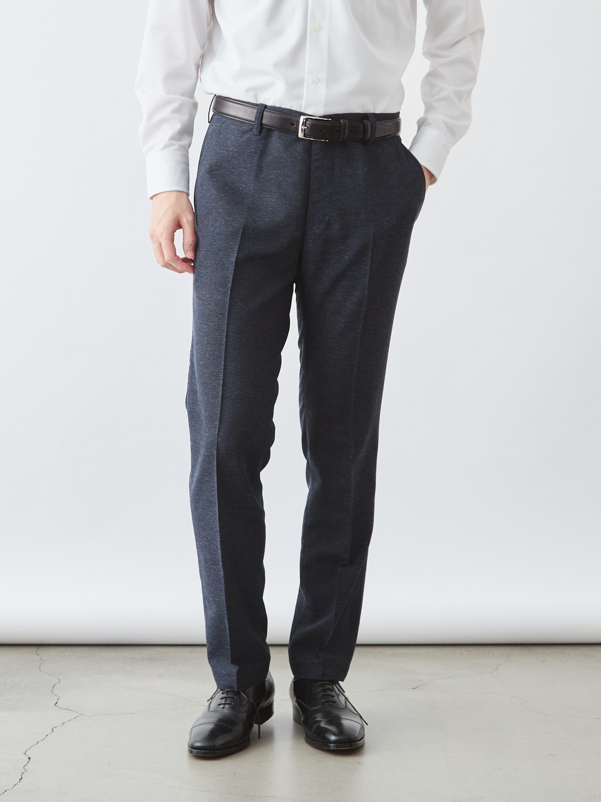 風、抜ける”スラックス/ウォッシャブル/杢ネイビー | Factelier