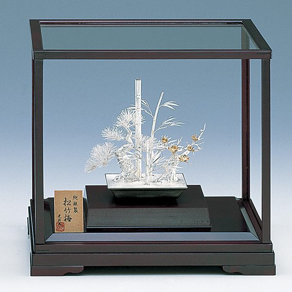送料無料】 銀製 盆栽 松竹梅 5号・60g / 高級 コレクション 美術品
