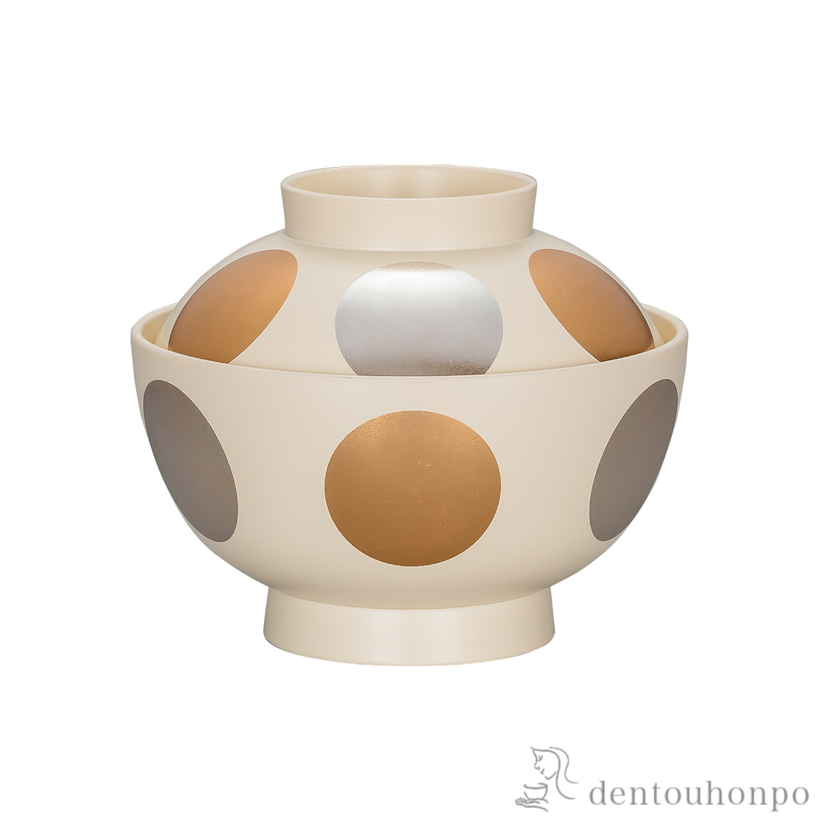 送料無料】 雑煮椀 日月 白 食洗機・レンジ対応 5個セット 金箔付き