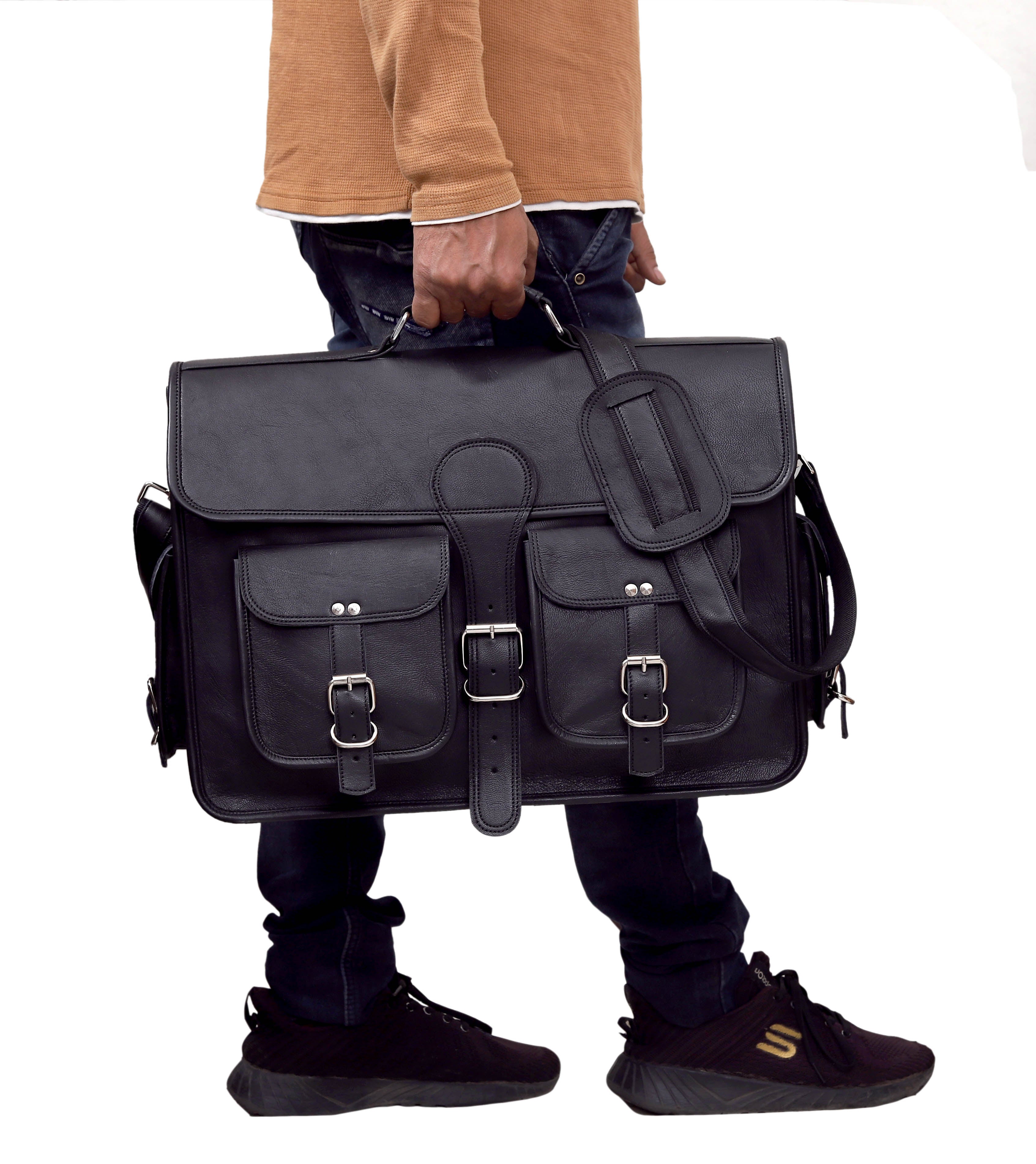 Leather Men's Messenger Bag | Classic Black by Denver Leather Craft