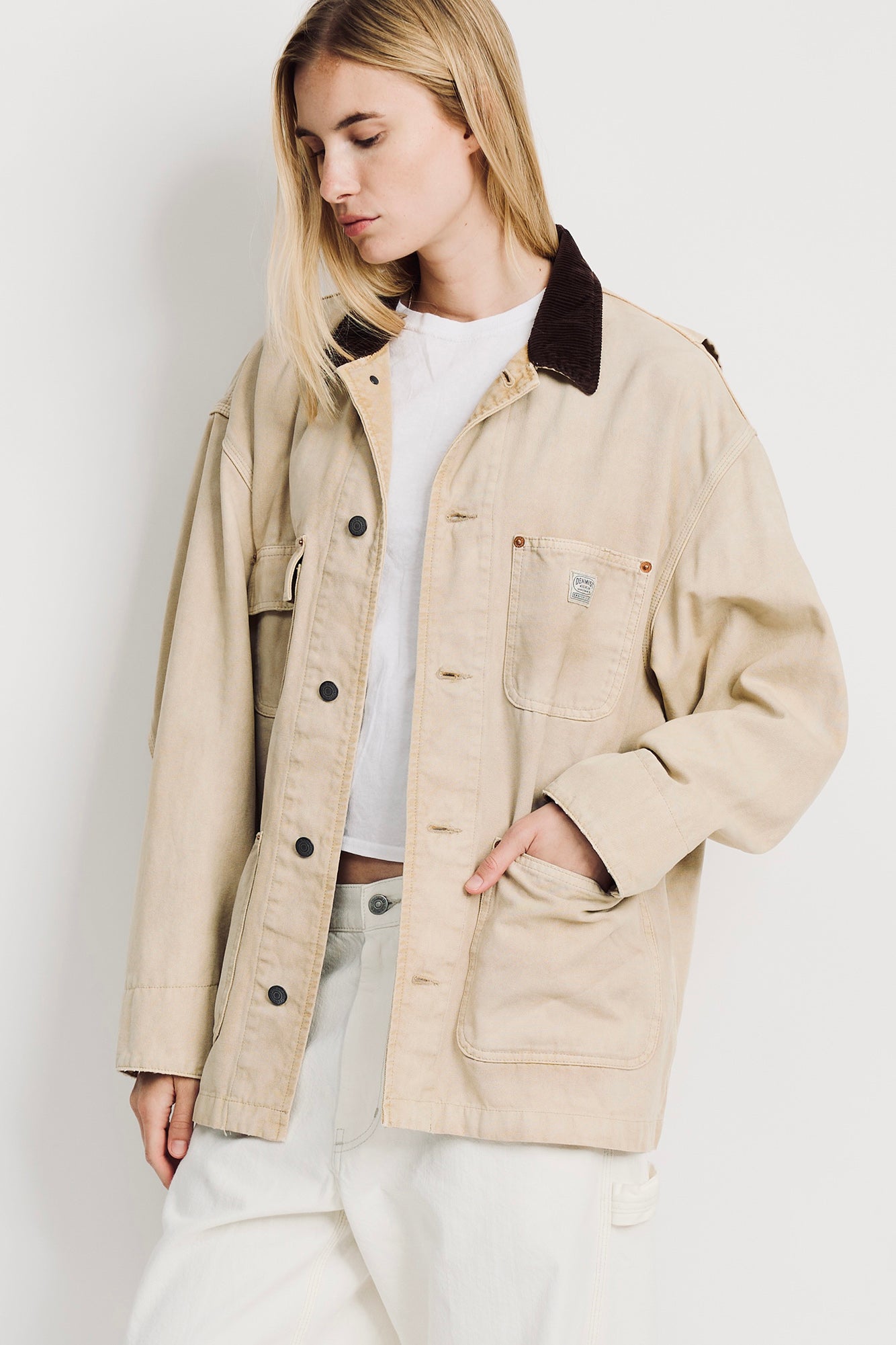 Oversized Chore Jacket - Light Khaki - denimist