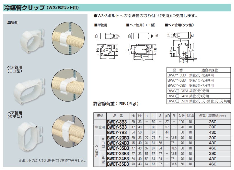 BWCY-23B3 | エアコン設置用部材 | 未来工業 電設資材 エアコン配管材