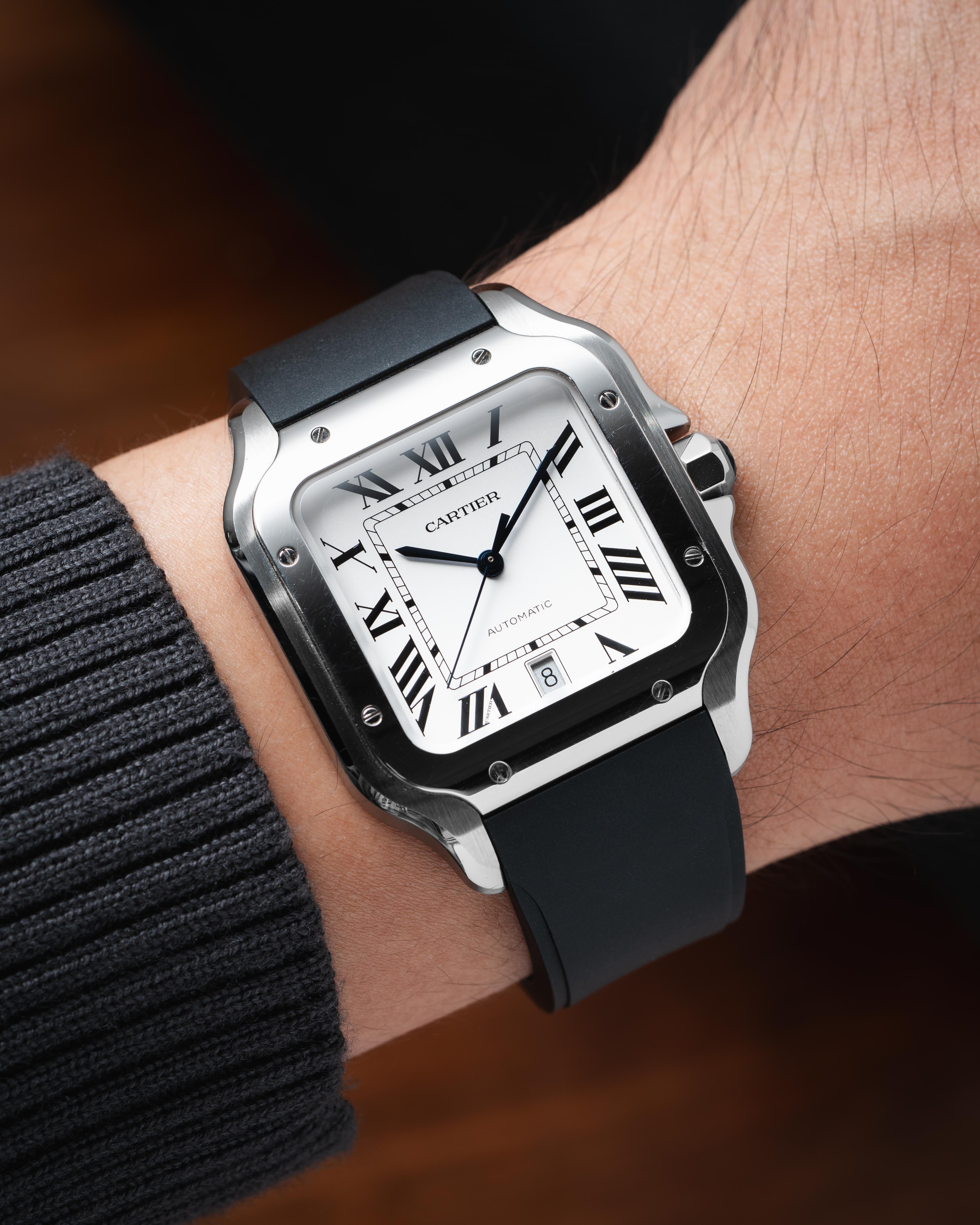 Black CTS Rubber Strap for Cartier Santos de Cartier - Rubber