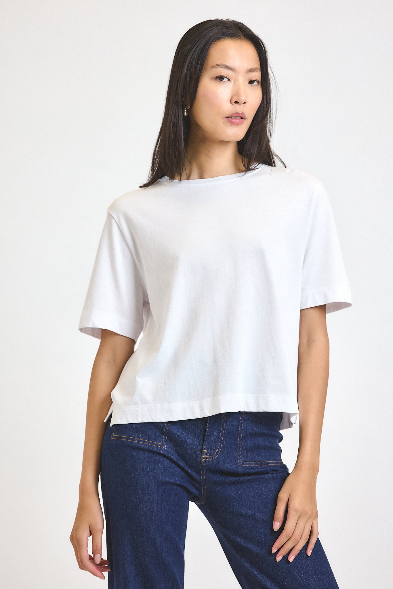 Miranda Cotton Jersey Boxy Tee - White – Derek Lam