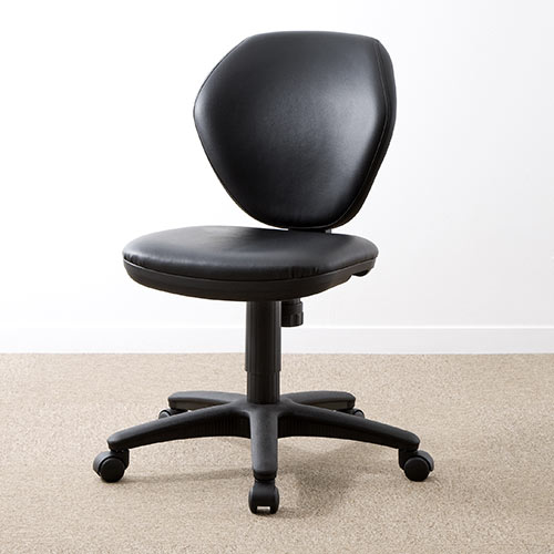 オフィスチェア(ビニールレザー張り・ワークチェア・ブラック) / 100