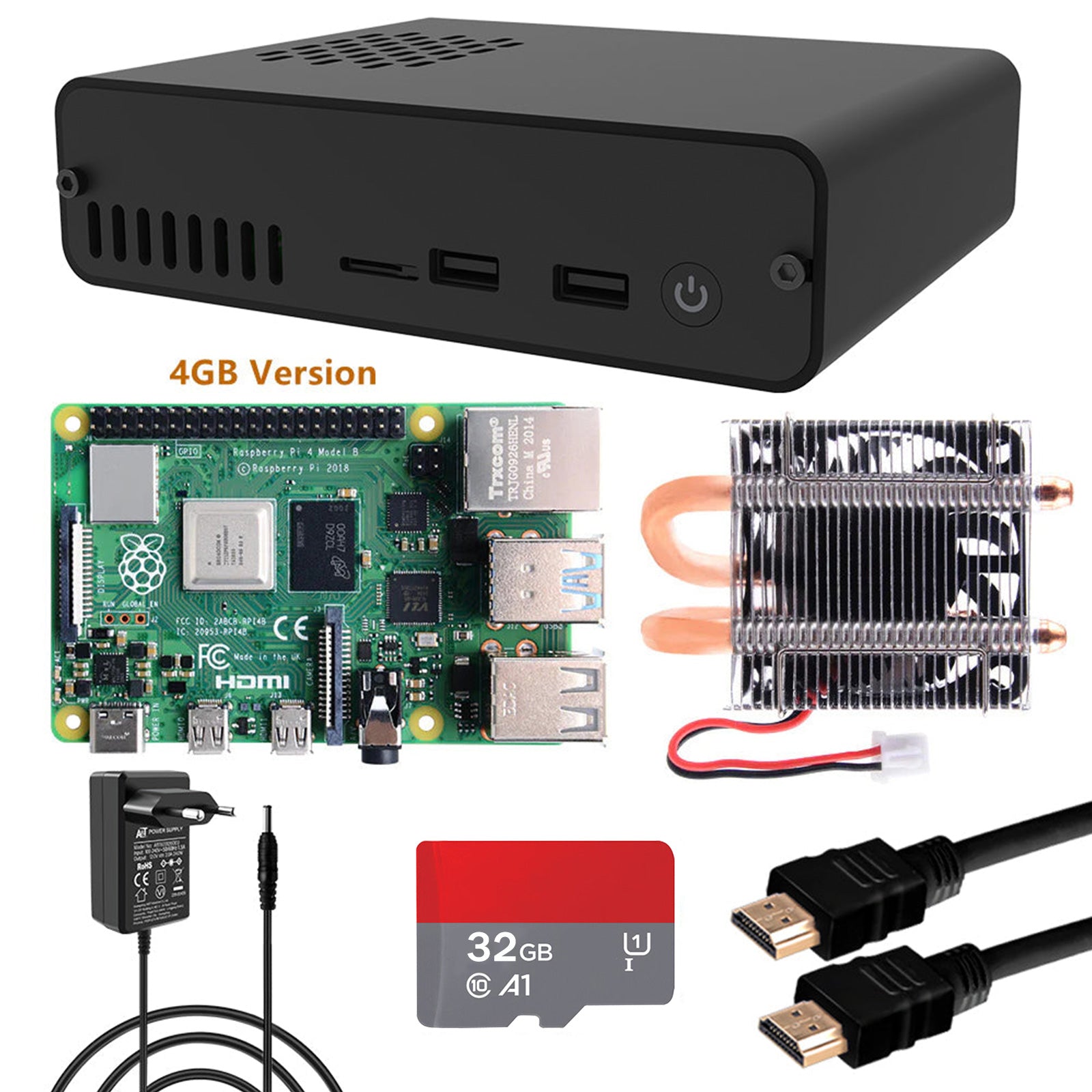 Raspberry Pi 4 4GB Kit with DeskPi Pro Set-top Box (4GB RAM