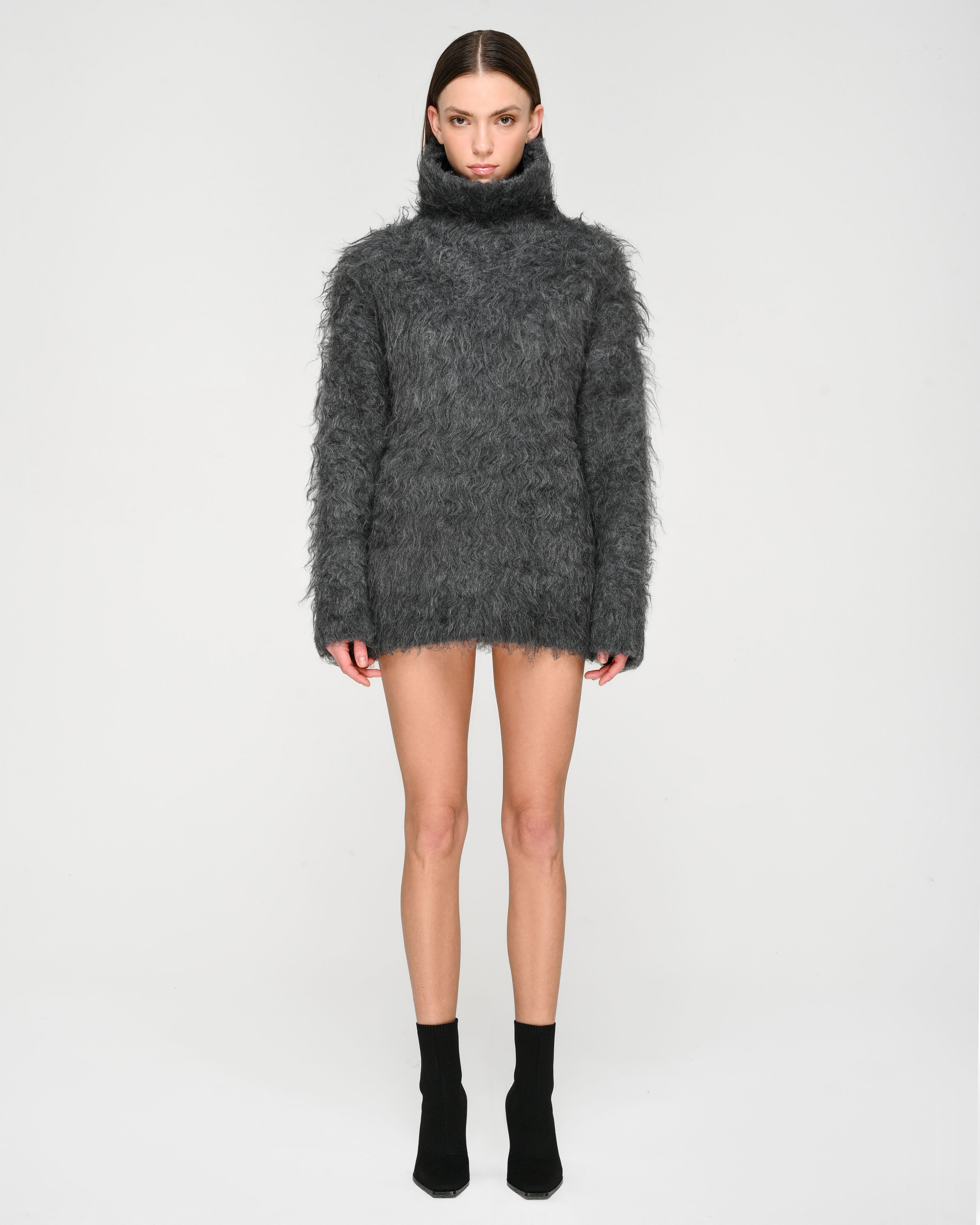 Open-Back Shaggy Turtleneck Knit – determ;