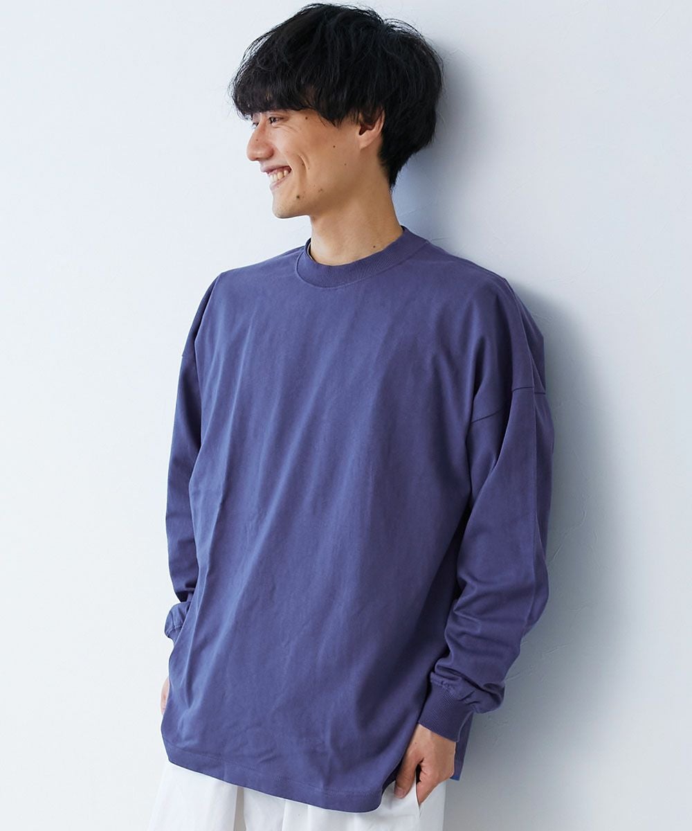 綿100% お洗濯してもよれにくい ビッグシルエット 袖リブ 大人 長袖T