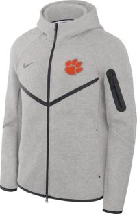 Nike Men's Clemson Tigers Dark Grey Heather Tech Fleece Full-Zip