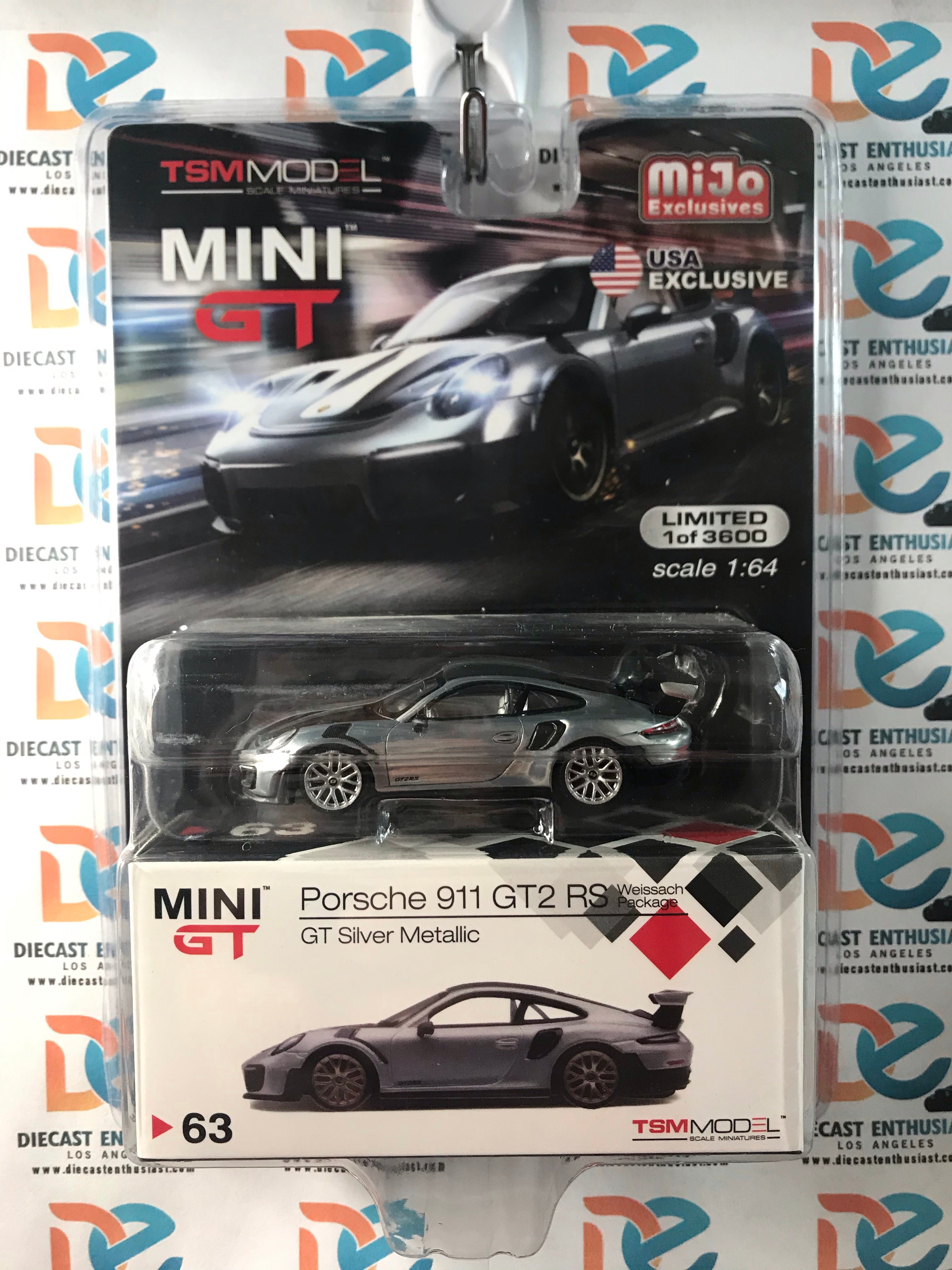 CHASE RAW Mini GT Mijo Exclusives 63 Porsche 911 GT2 RS Silver