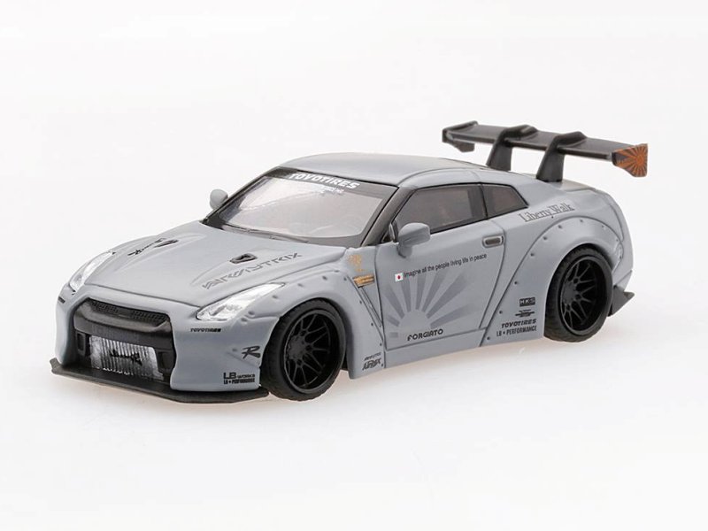 MINI GT New LB WORKS Nissan GT-R (R35) Matte Grey/Light Blue